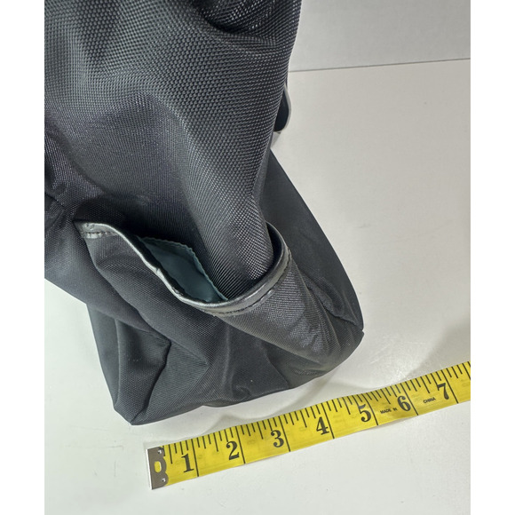 Tumi Leather Trim Nylon Tote Travel Shoulder Bag Black Open Top Zip Pocket - Picture 5 of 16